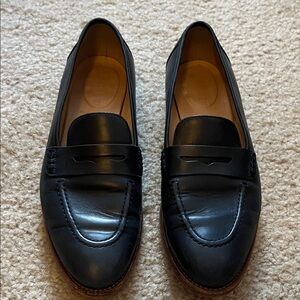 J. Crew Navy Biella Leather Loafers - Made in Italy